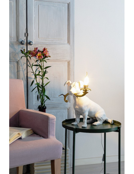 lampe a poser rio lamp en forme de chien en resine blanche par marcantonio x seletti